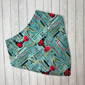 Bandana Bib Waterproof Dignity Drool Dribble Special Needs Boy Older Kid Teen Adult HandyMan Tools Box Drill ScrewDriver Bolts Nails Gift