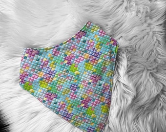Waterproof Bandana Bib Big Girl Adult Drool Dignity Scarf Mermaid Scales blue purple Spring Teen Reversible Bib Special Needs Gift for her