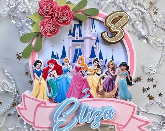 Disney Princess Cake Topper | Disney Princess Birthday | Princess Cake Topper | Ariel | Cinderella | Belle | Aurora | Jasmine | Rapunzel