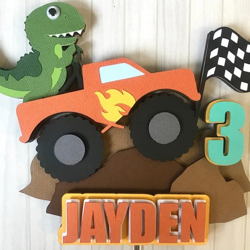 Dinosaur Monster Truck Cake Topper Monster Truck Birthday - Etsy Dinosaur Monster Truck Cake Topper Monster Truck Birthday - Etsy