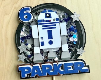 R2D2 Cake Topper | Star Wars Cake Topper | Star Wars Inspired Birthday | Star Wars | Kids Birthday Decor | Party Decoration | Shaker Topper
