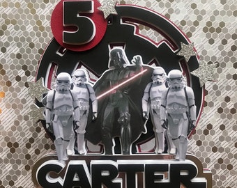 Adorno para tarta de Darth Vader / Adorno para tarta de Star Wars / Cumpleaños inspirado en Star Wars / Cumpleaños con temática de Star Wars / Stormtrooper / Adorno para tarta