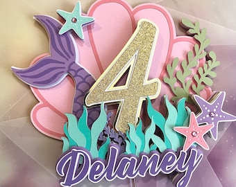 Mermaid Cake Topper | Little Mermaid Cake Topper | Under the Sea Cake Topper | Mermaid Birthday Party Decor | Princess Topper | Party Decor