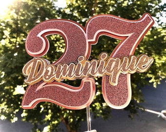 Personalized Birthday Cake Topper | Happy Birthday Cake Topper | Glitter Cake Topper | Adult Birthday | Sweet 16 | 30th Birthday | Decor