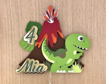 Dinosaur Cake Topper | T-Rex Cake Topper | Birthday Cake Topper | Jurassic Party Theme |  Customizable | Roar | T-Rex | Cake Decor
