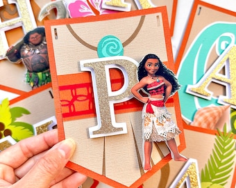 Moana Birthday Banner | Party Banner | Custom Banner | Disney Princesses Party Decor | Moana Party Decor | Te Fiti | Hawaii Party | Greenery