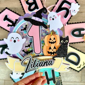 Spooky One Pastel Halloween Cake Topper | Halloween Cake Topper | Pumpkin Birthday Topper | Fall Party | Boo I&#39;m Two Party Decor