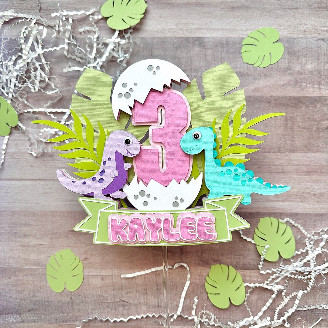 Pink Dinosaur Cake Topper - Set Of 3 T-Rex Figures For Girl's Dinosaur Birthday Party Decorations & Supplies - View #11