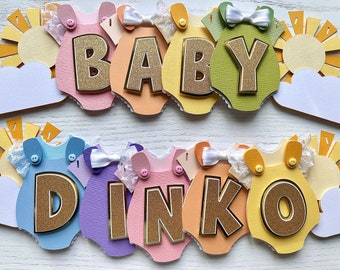 Rainbow Baby Shower Banner | Baby Girl Shower Banner | Baby Boy Decor | Baby Shower Decor | Baby Onesie Banner | Rainbow Baby