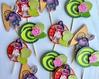 Adornos para cupcakes con temática de Moana / Adornos para cupcakes de Maui / Adornos para cupcakes de Moana / Decoración para fiestas de princesas de Disney / Adornos Te Fiti / Cumpleaños en el océano