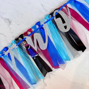 Anna Frozen First Birthday High Chair Banner | Tutu Skirt | In TWO the Unknown Birthday Decor | First Birthday Banner | Two Banner image 2