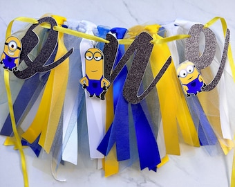 Minions First Birthday High Chair Banner | Tutu Skirt | One in a Minion Party Decor | First Birthday Banner | Minions Banner | Banana