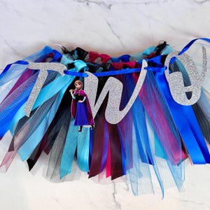 Anna Frozen First Birthday High Chair Banner | Tutu Skirt | In TWO the Unknown Birthday Decor | First Birthday Banner | Two Banner image 1