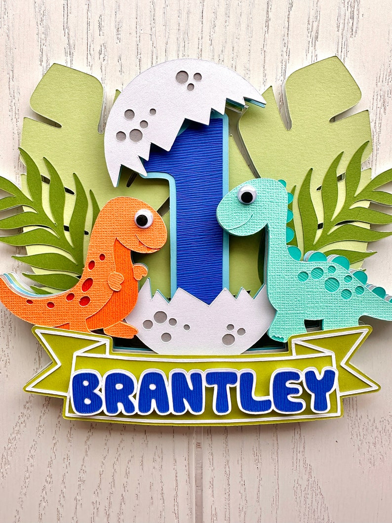 Dinosaur Cake Topper | Birthday Cake Topper | Jurassic Party Theme | Baby Dino Cake Topper | Dino Party Decor | Dinosaur Decor | T-Rex immagine 3