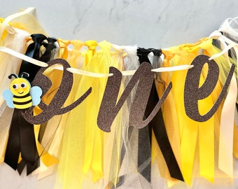 Erster Bienen Tag Hochstuhl Banner | Bienen Banner | Bienen Motto Party Decor | Tutu Rock | Smash Kuchengirlande | Erster Geburtstag | Kleine Hummel