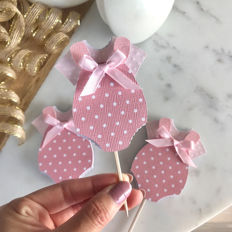 Baby Shower Cupcake Toppers Baby Onesie Party Picks Baby Etsy