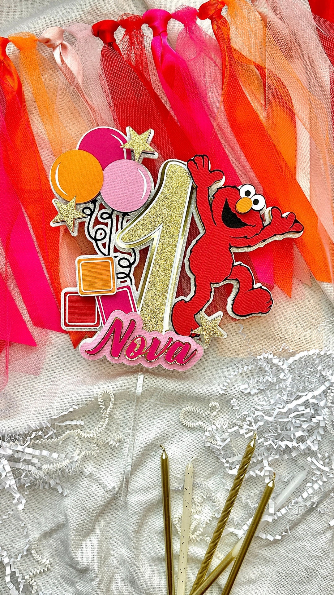 Elmo Inspired Cake Topper Sesame Street Birthday Elmo Cake Topper for