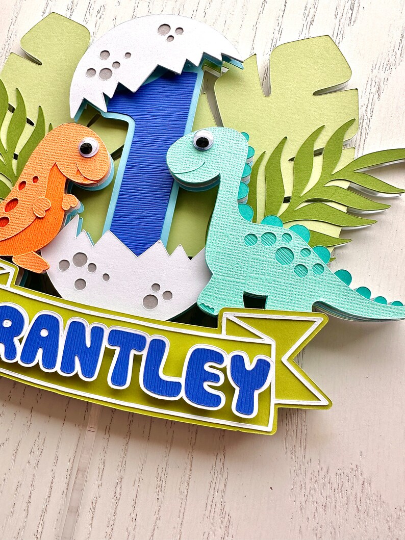 Dinosaur Cake Topper | Birthday Cake Topper | Jurassic Party Theme | Baby Dino Cake Topper | Dino Party Decor | Dinosaur Decor | T-Rex immagine 4