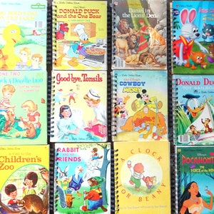 Vintage Little Golden Book, Altered Junk Journal, Spiral Bound, Notebook, Gluebook, Recycled Storybook, Reclaimed Children's Book image 1