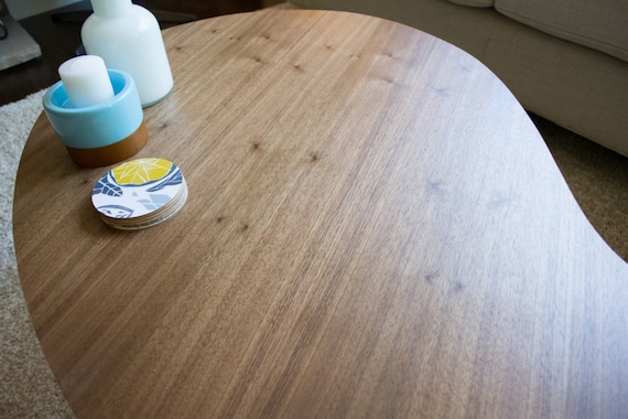 Kidney Bean Coffee Table - Large. Walnut Mid Century Coffee Table