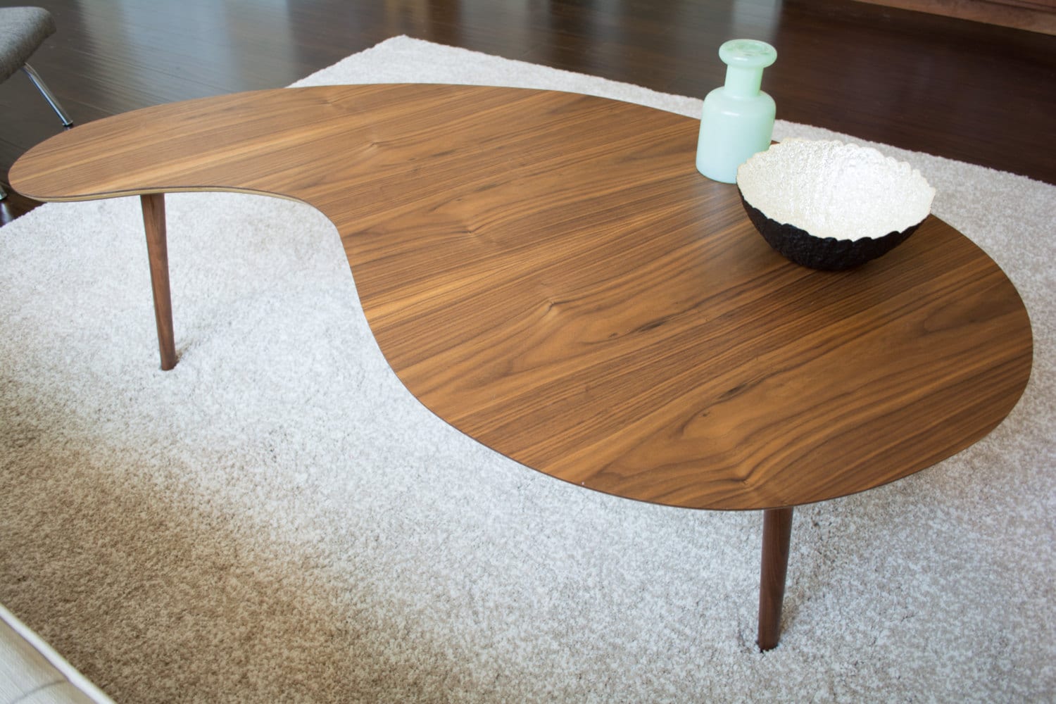 Kidney Bean Coffee Table - Extra Large Version, Walnut. Mid