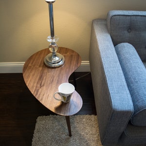 Mid-Century Modern Side Table - Walnut Kidney Bean Side Table