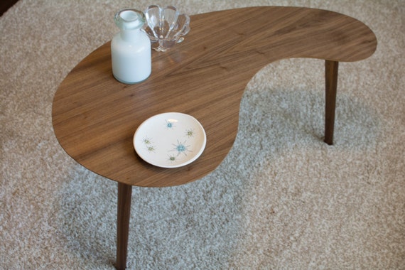 Kidney Bean Coffee Table Walnut - Small Version. Mid Century