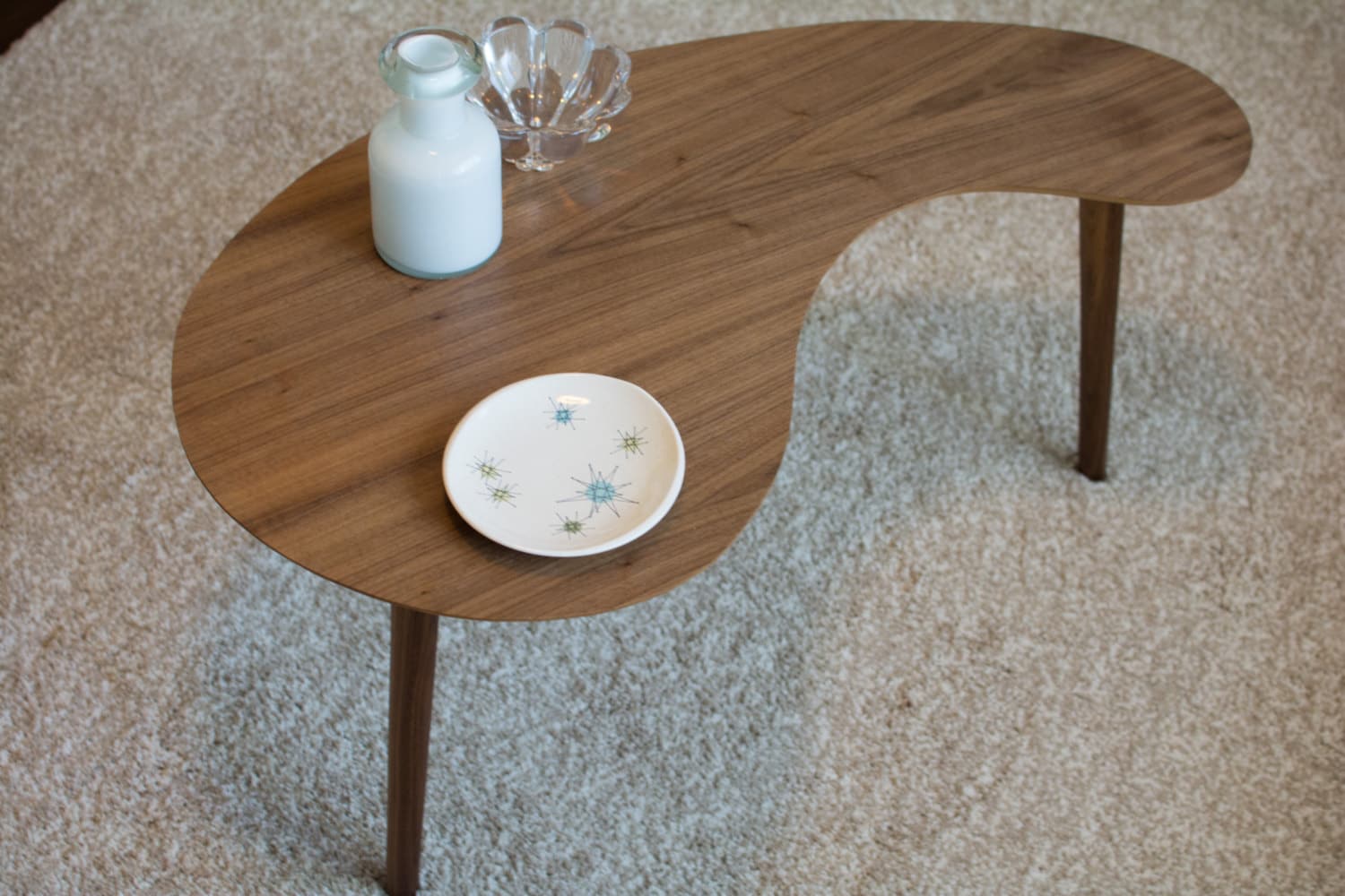 Midcentury Modern Coffee Table Walnut Kidney Bean Small Etsy