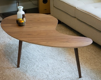 Kidney Bean Coffee Table - Extra Large Version, Walnut.  Mid Century Modern Coffee Table