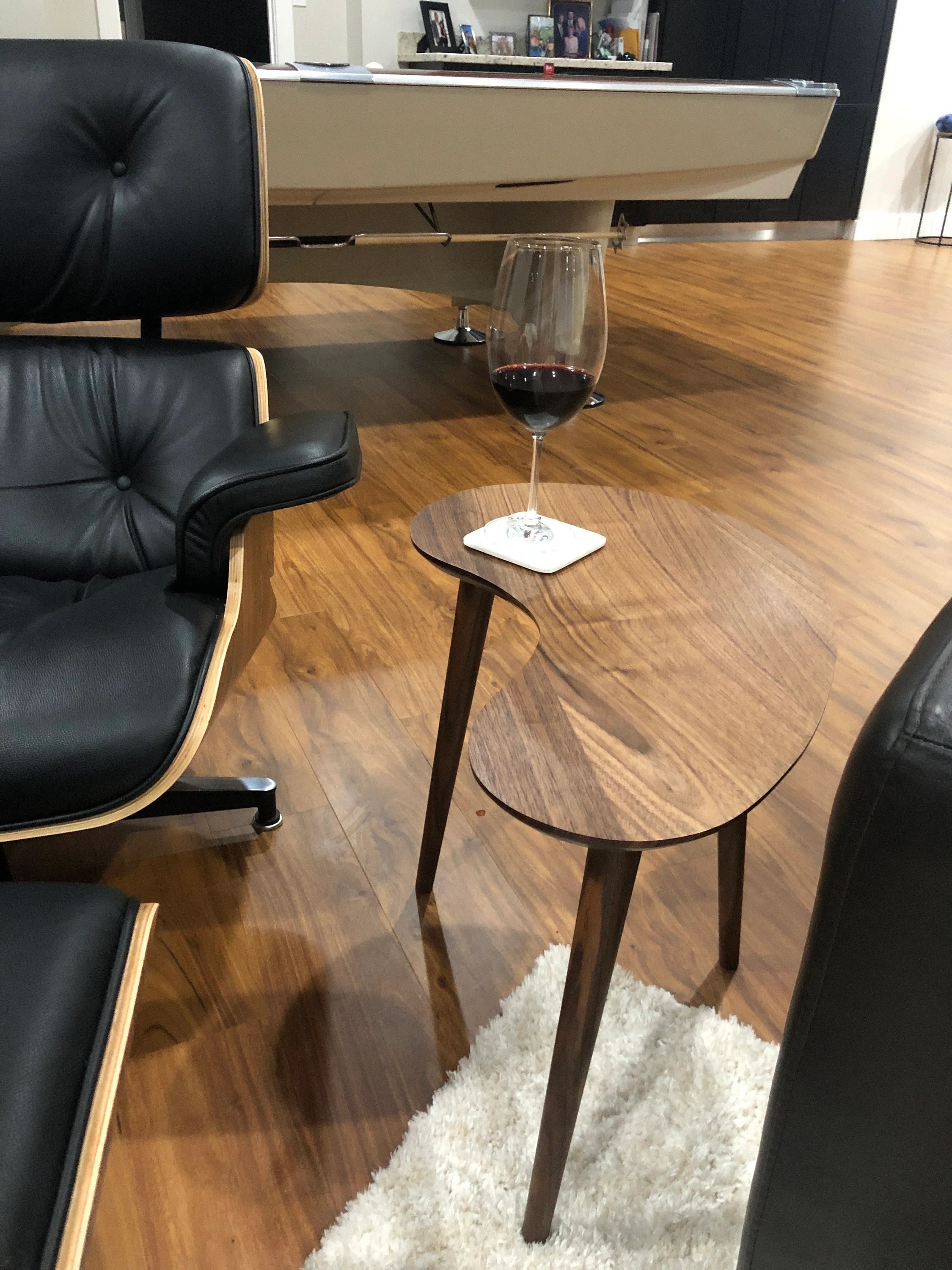 Walnut Side Table Kidney Bean - Mini Version. Mid Century Modern