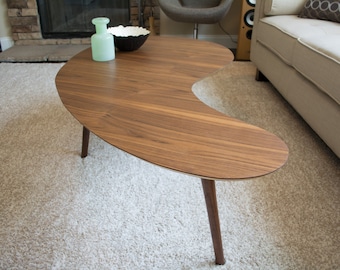 Kidney Bean Coffee Table - Extra Large Version, Walnut.  Mid Century Modern Coffee Table