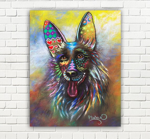 Colorful German Shepherd Dog Art Print by Patricia Lintner - Etsy