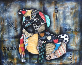 Colorful Pug Dog Art Print by Patricia Lintner