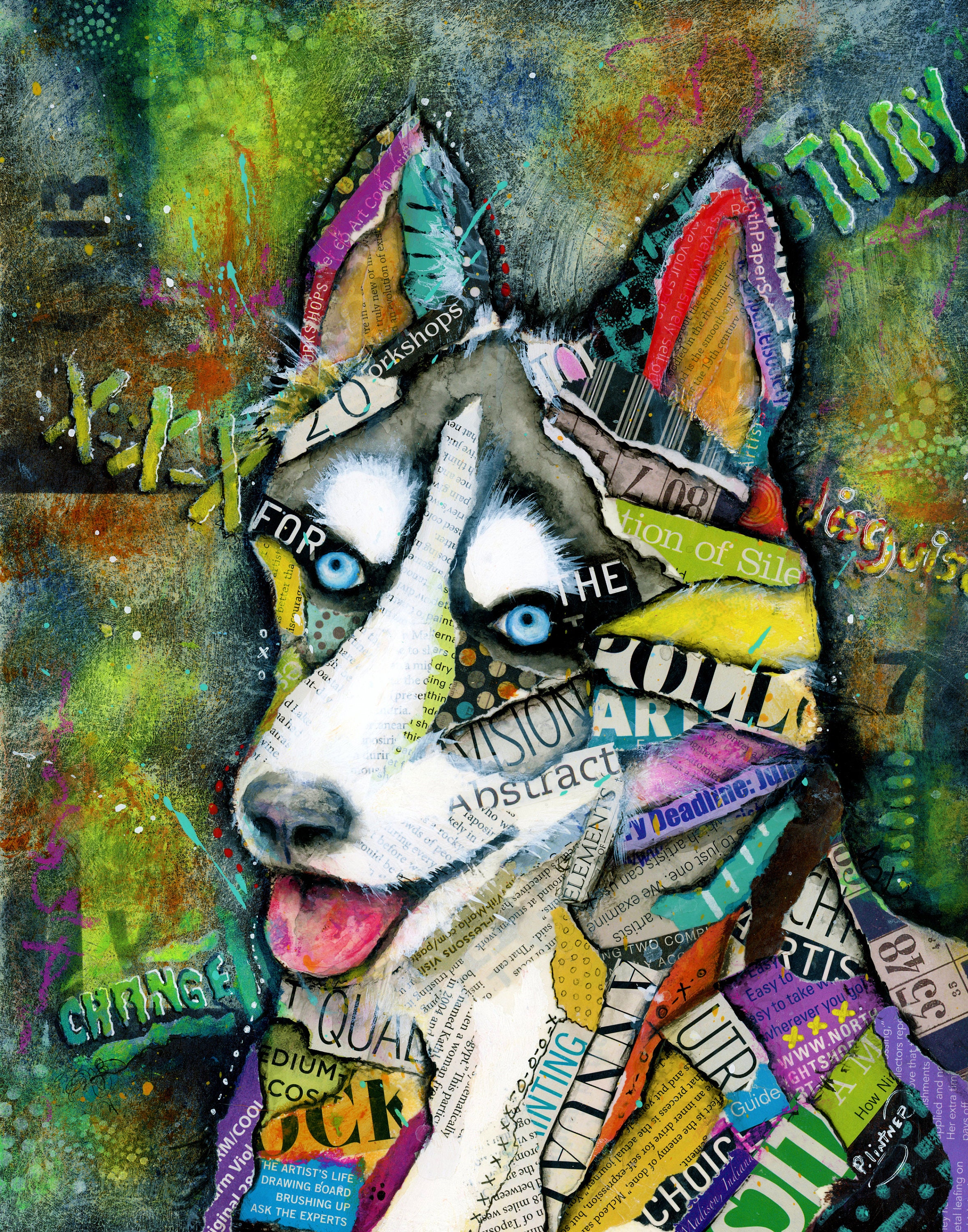 Colorful Husky Dog Art Print by Patricia Lintner - Etsy