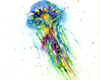 Colorful Jellyfish Art Print by Patricia Lintner
