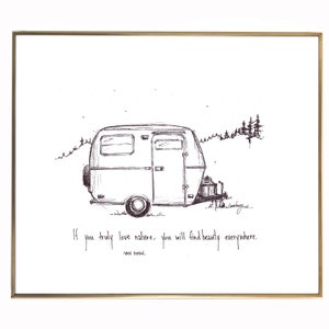 Camping Trailer If you truly love nature, you will find beauty everywhere. 8x10 archival quality fine art paper print, black and white. image 1