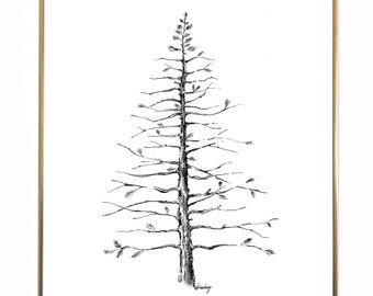 30-40 guest heirloom SIGNATURE GUEST TREE, 8x10 fine art paper print - wedding or shower guests sign tree branches instead of a guest book.