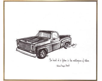 Vintage truck 1 "The heart of a father is the masterpiece of nature." 8x10 archival quality fine art paper print. PERFECT Father's Day gift!