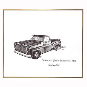 camion vintage 1 « Le cœur d’un père est le chef-d’œuvre de la nature. » Impression papier d’art de qualité archivistique 8x10. CADEAU PARFAIT pour la fête des pères!