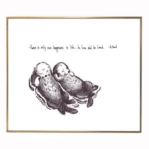 Sea Otters 2 couple "To love and be loved" 8x10 archival quality fine art paper print, perfect wedding or bridal shower gift