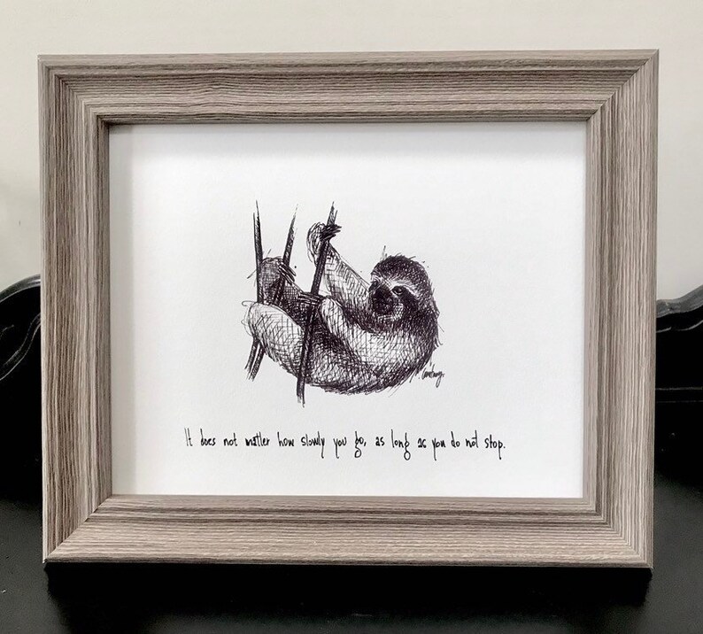 Three-toed Sloth "It doesn't matter how slowly you go, as long as you do not stop." 8x10 archival quality fine art paper print. bild 2