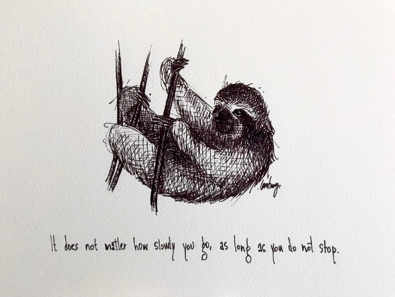 Three-toed Sloth "It doesn't matter how slowly you go, as long as you do not stop." 8x10 archival quality fine art paper print. bild 4