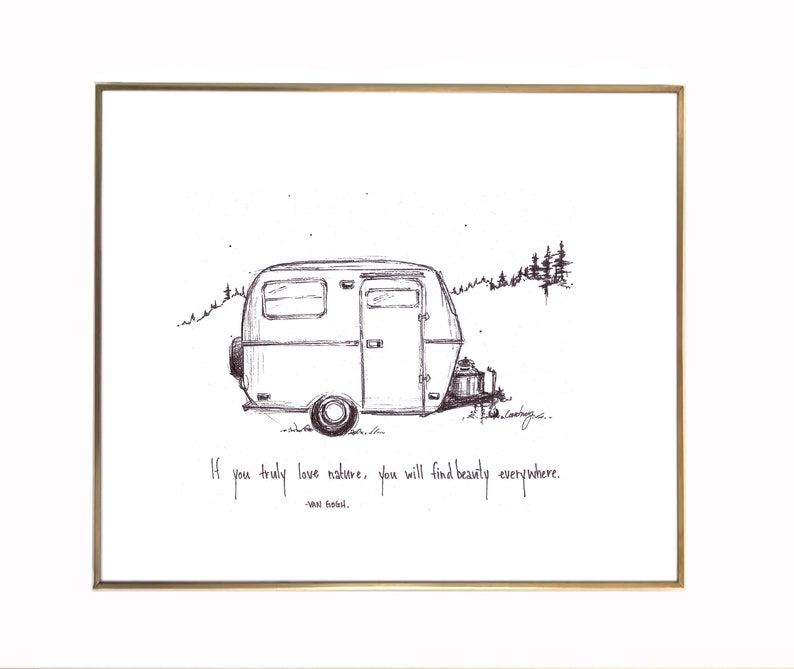Camping Trailer If you truly love nature, you will find beauty everywhere. 8x10 archival quality fine art paper print, black and white. image 1