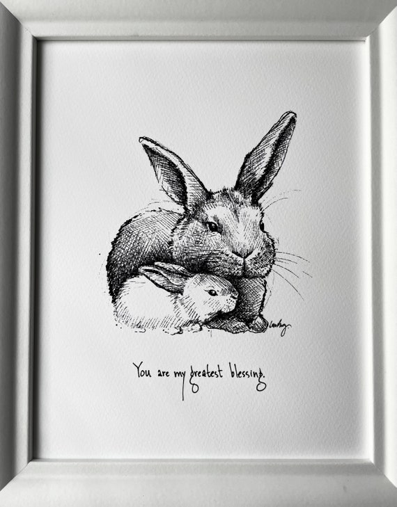 Rabbit And Her Baby Drawing