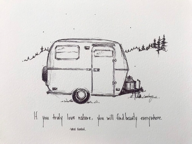 Camping Trailer If you truly love nature, you will find beauty everywhere. 8x10 archival quality fine art paper print, black and white. image 2