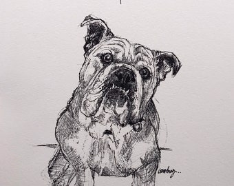Bulldog “There is always a reason to smile.” 8x10 archival quality fine art paper print, this fun print is the perfect gift for DOG LOVERS!