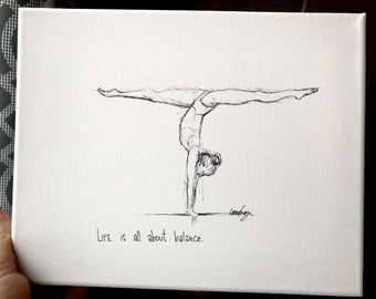 Gymnast / gymnastics gift “Life is all about balance.” 8x10 archival quality fine art paper print.