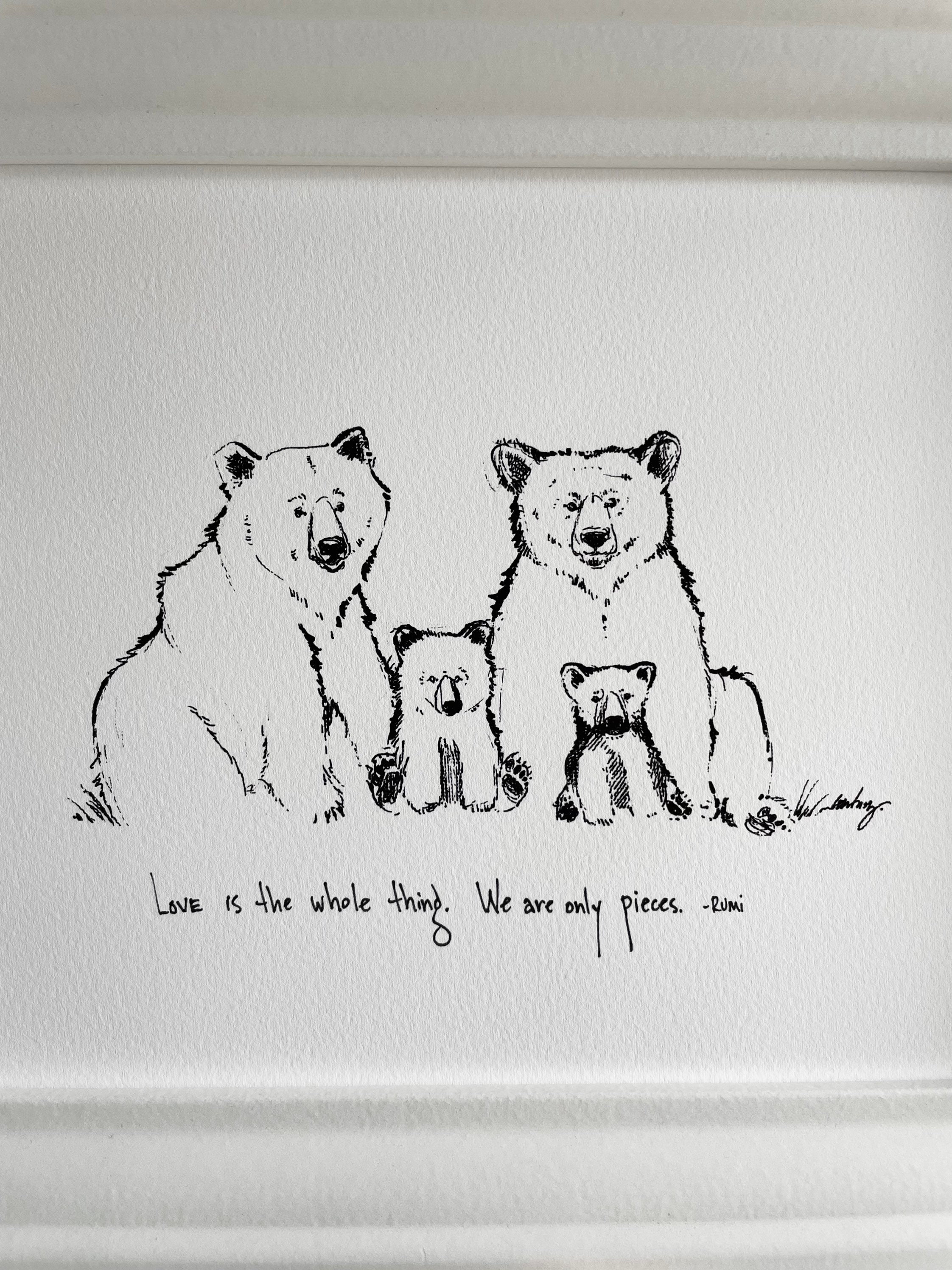 ピーマンママ様絵画３点 Bear Family Fine Art Paper Print “love is the Whole Thing