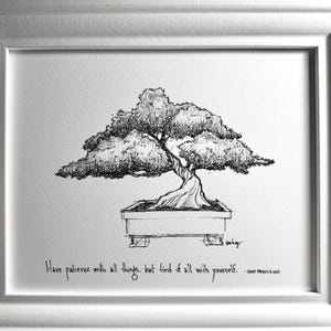 Bonsaï « Ayez de la patience en toutes choses, mais d'abord avec vous-même. Impression d'art d'archives. Cadeau attentionné, décoration bien-être sérénité