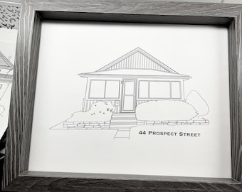 Custom minimalist drawing of your house / home - line drawing digital image made to order. Send a photo, receive digital file, print at home